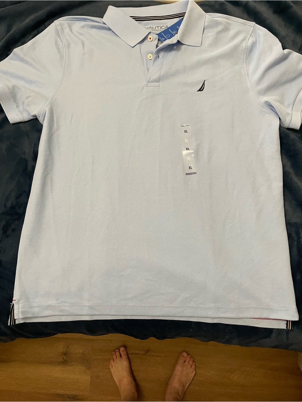 Nautica Pale Blue Men’s Polo with Embroidered Sail Logo